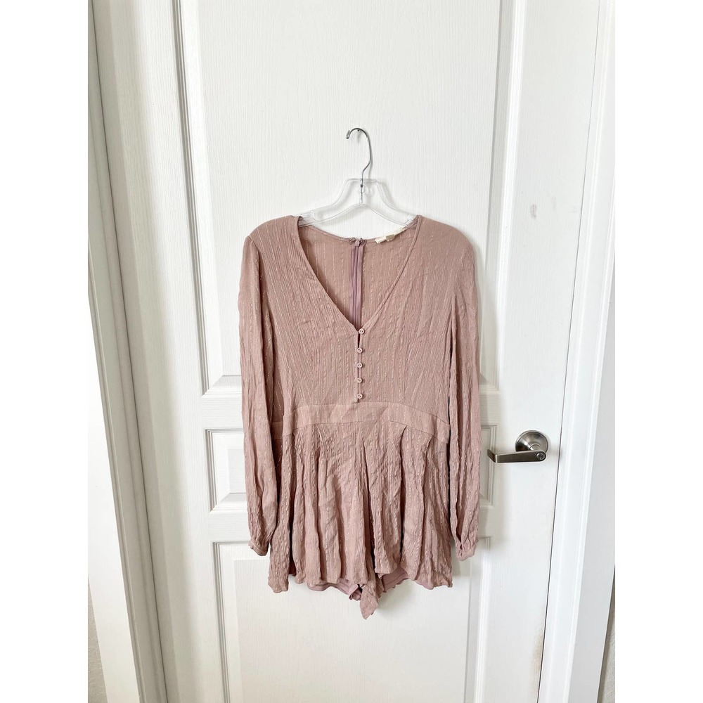 OneTheLand Long Sleeve Romper Silver Stripe Large